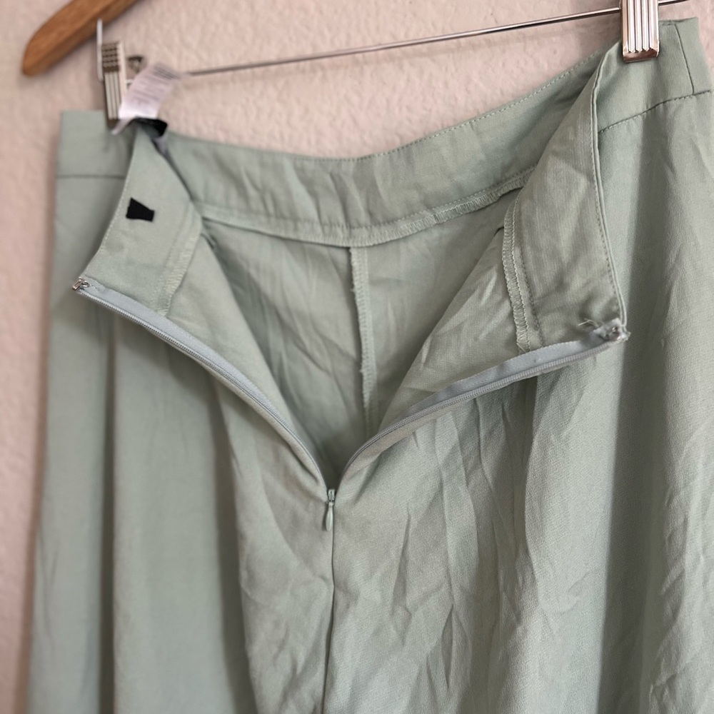NWOT Sage Green High Waisted Slit Front Pants - Picture 7 of 7